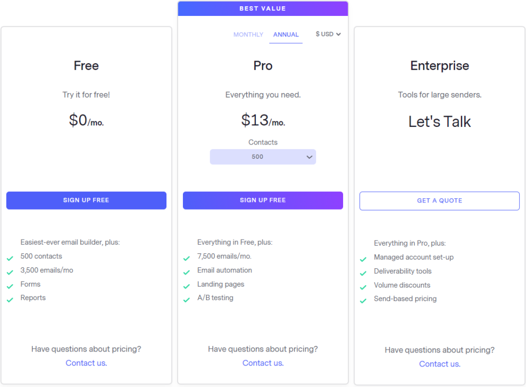 Benchmark Email Review: Pricing