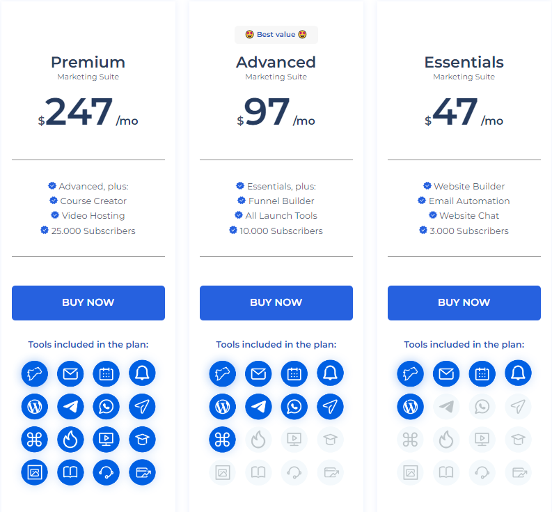 Groovefunnels Vs Builderall: Builderall Pricing