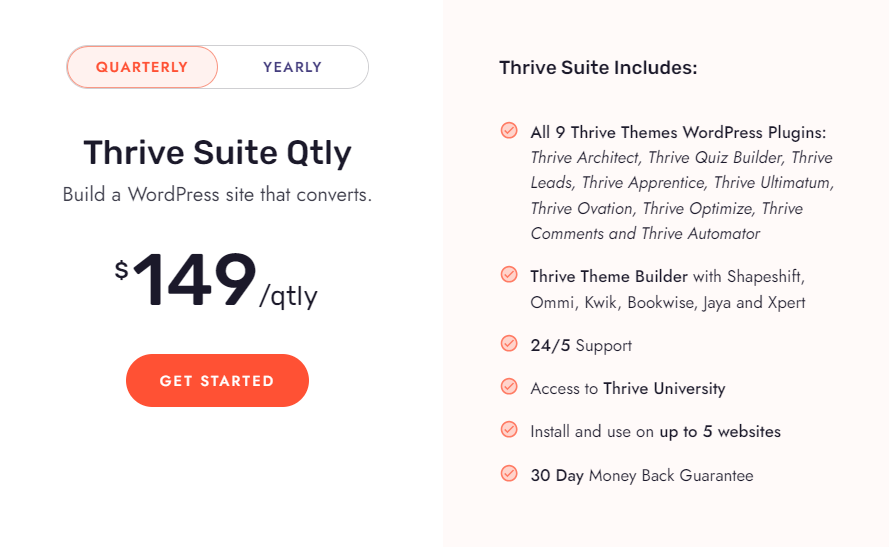 Thrive Architect Review: Pricing