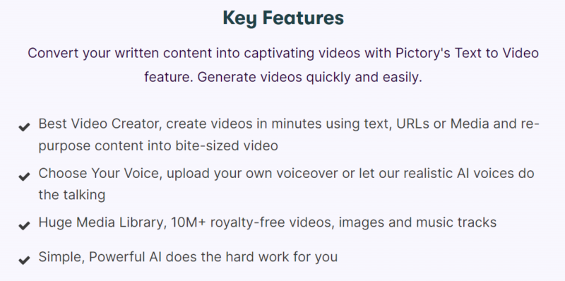 Pictory Review: Features